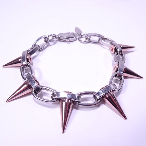 Joomi Lim Women's Silver Rose Gold Single Row Spike Bracelet Silver NWOT 159 - Picture 3 of 13